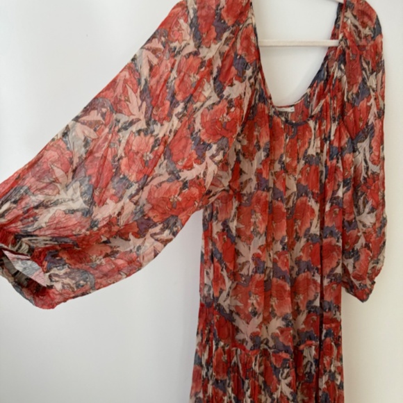 Mes Demoiselles Paris Cetina Maxi Floral Boho Chiffon Dress 42 Large - Picture 11 of 13